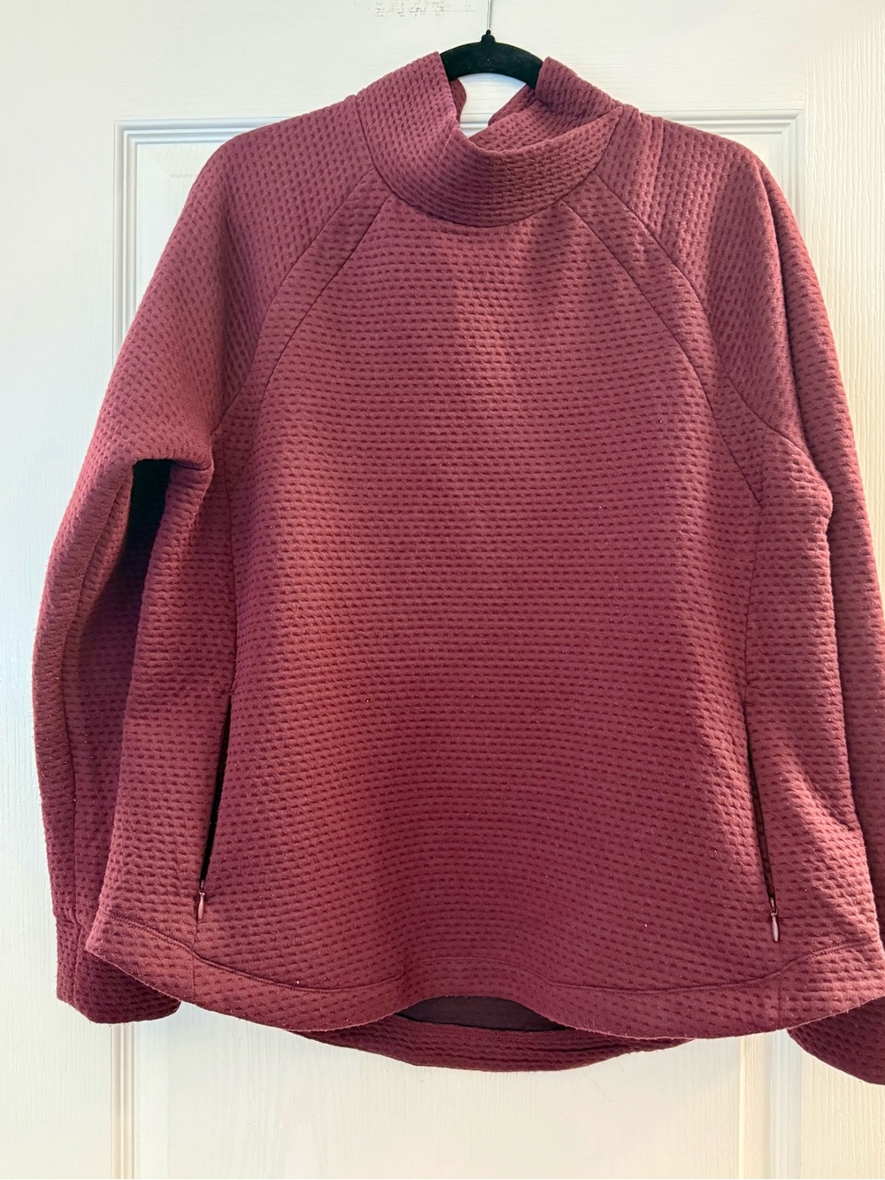 Burgundy Bench Funnel Neck Waffle-Knit pullover